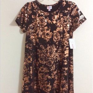 LuLaRoe Carly Dress Gold Roses Elegant Collection